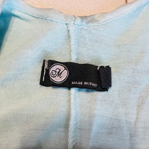 M Made in Italy Teal Floral Silk Flowy Sleeveless Lined Lightweight Tank Top L - Picture 5 of 8